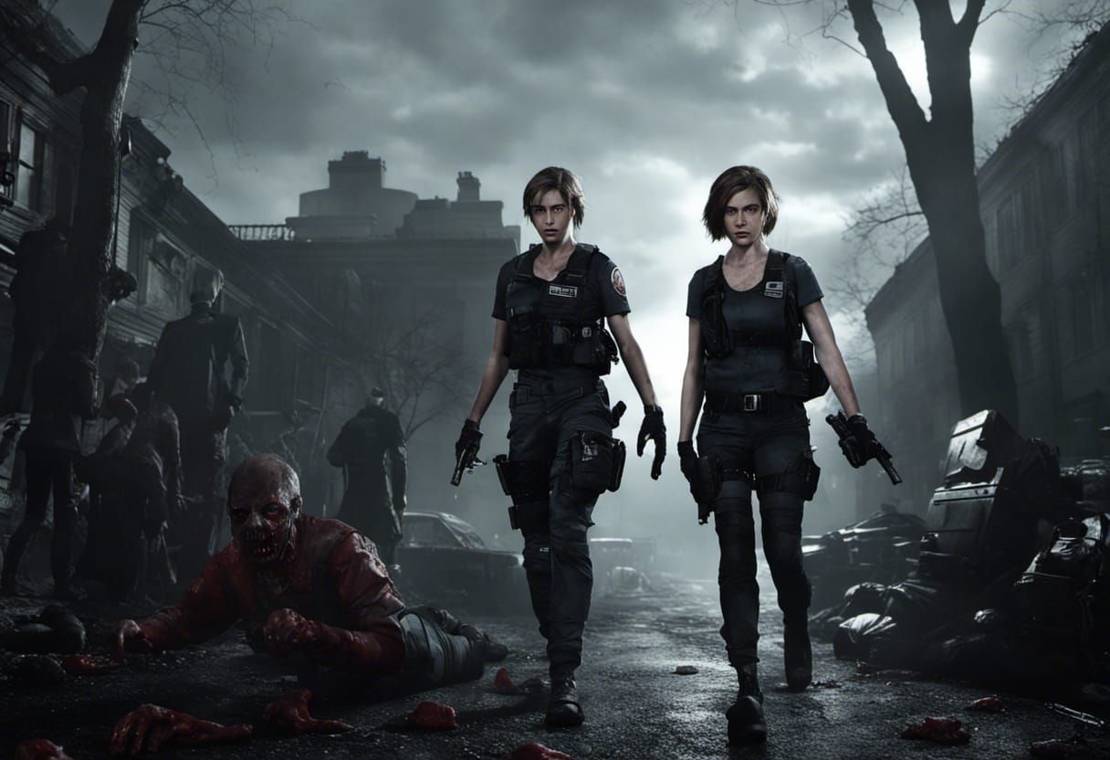 Resident Evil: the movie "Resident Evil," escaping from Raccoon City, thousands of zombies in pursuit, ultra-realistic, ...