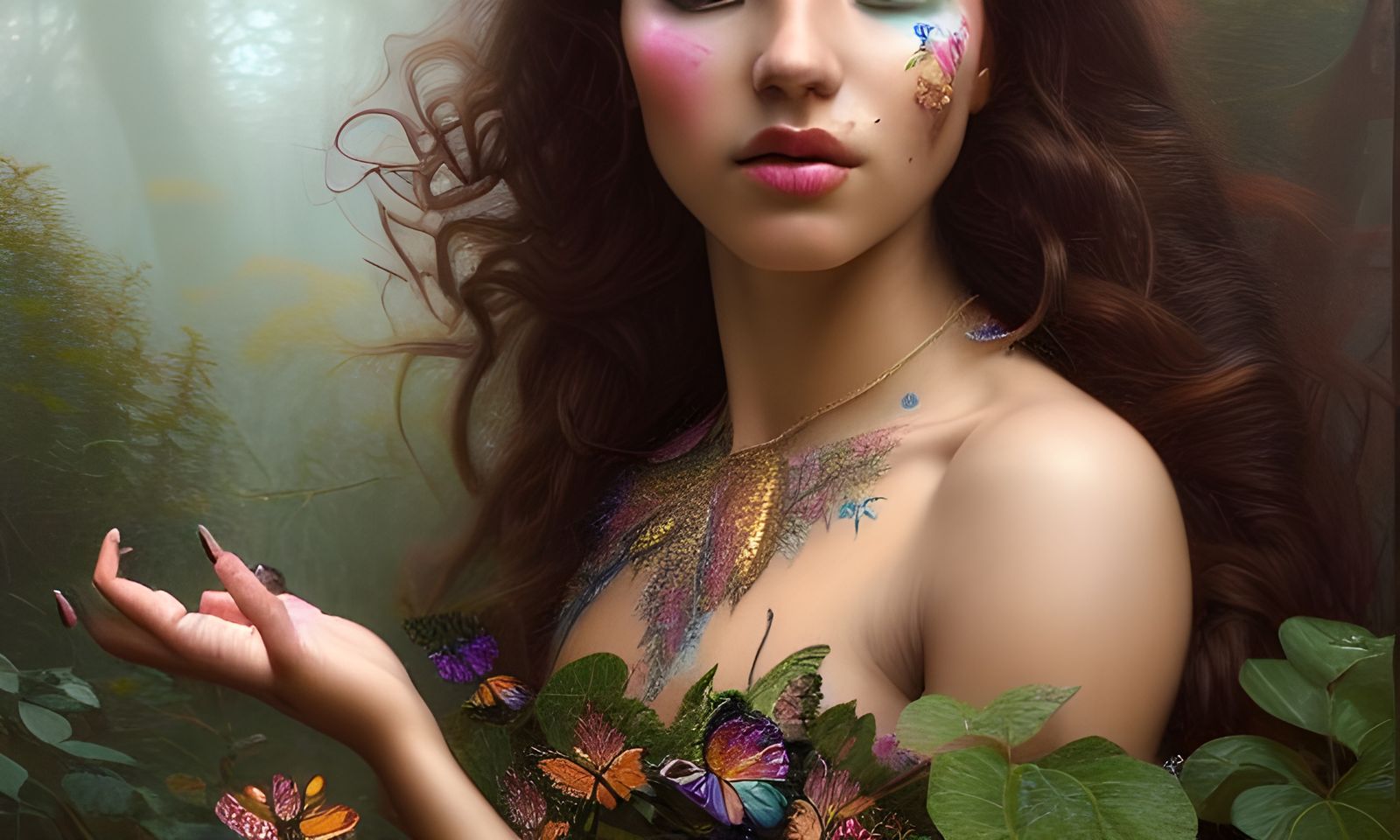 Beautiful Woman Surrounded by Fairy Dust in Hyperrealism