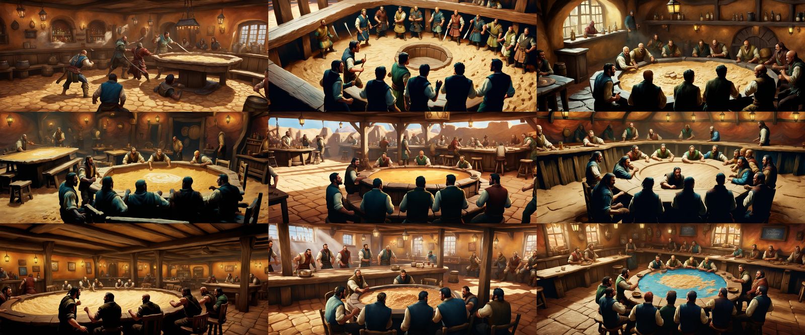 Tavern Fighting Pit in Hyperrealistic Splash Art