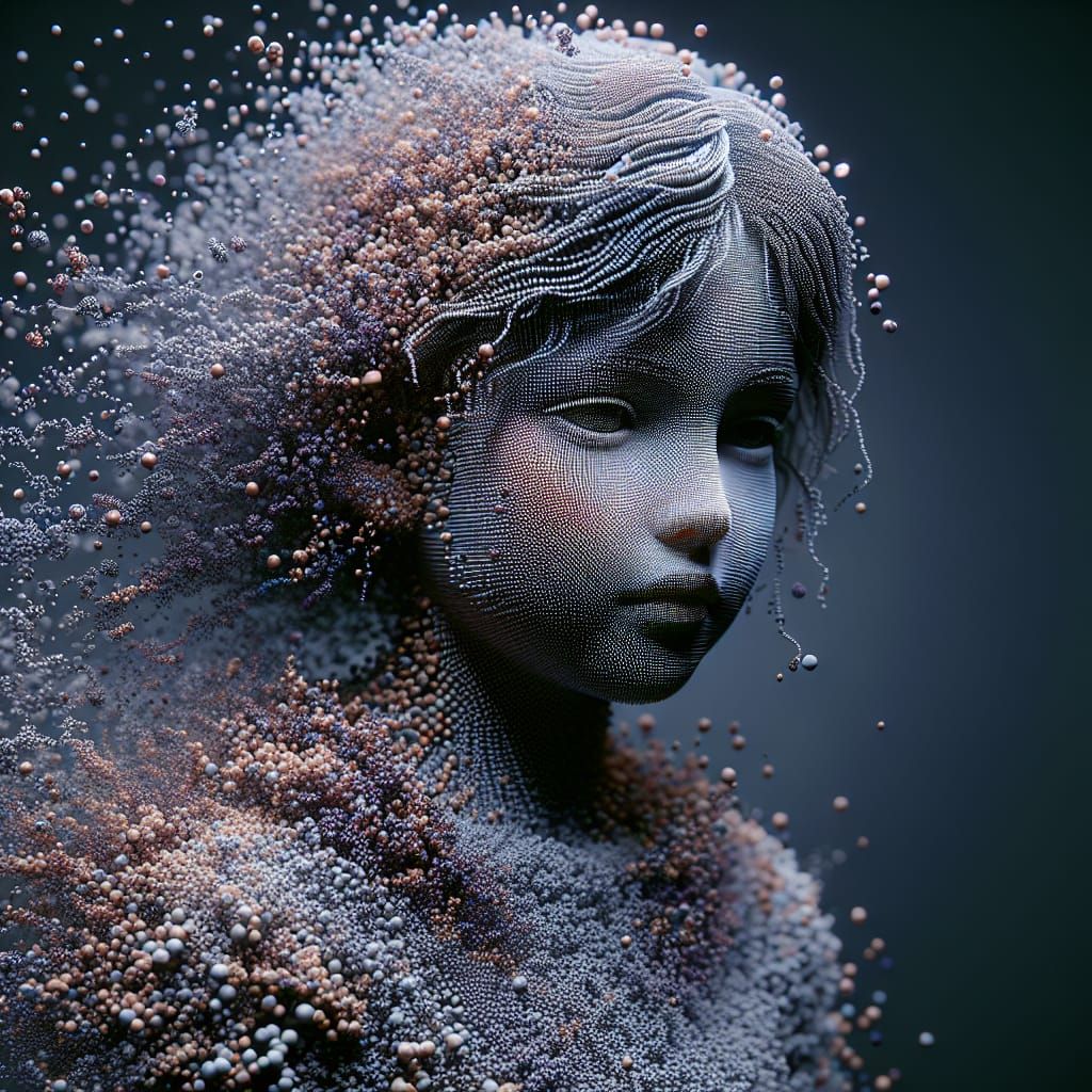 Girl Dissolving: Detailed Matte Painting in Deep Color