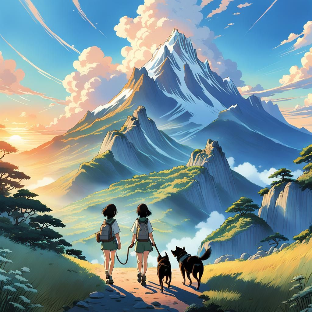 Mount Olympus Dawn: A Ghibli-esque Anime Scene