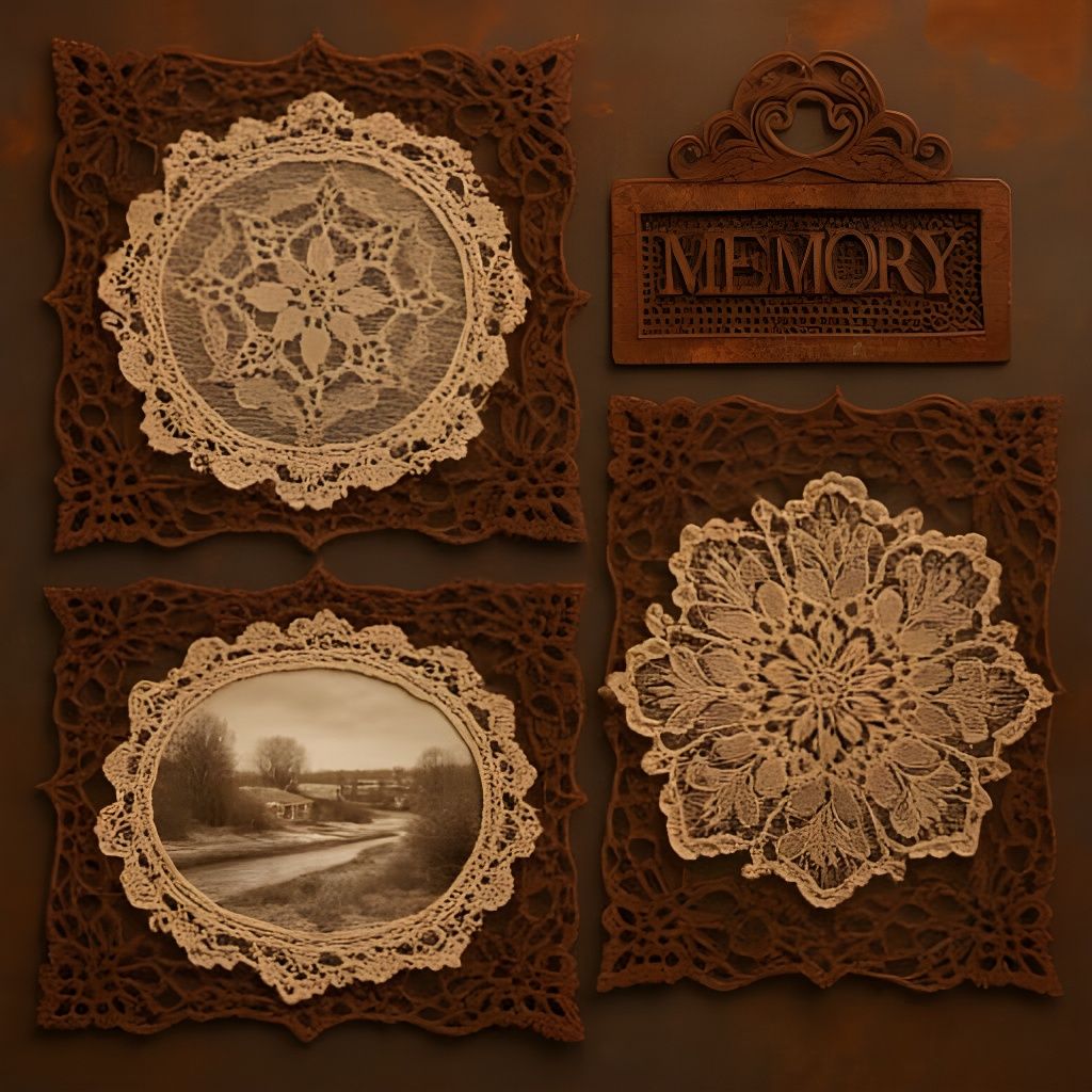 Lace Memory Collage Unfolds Rust
