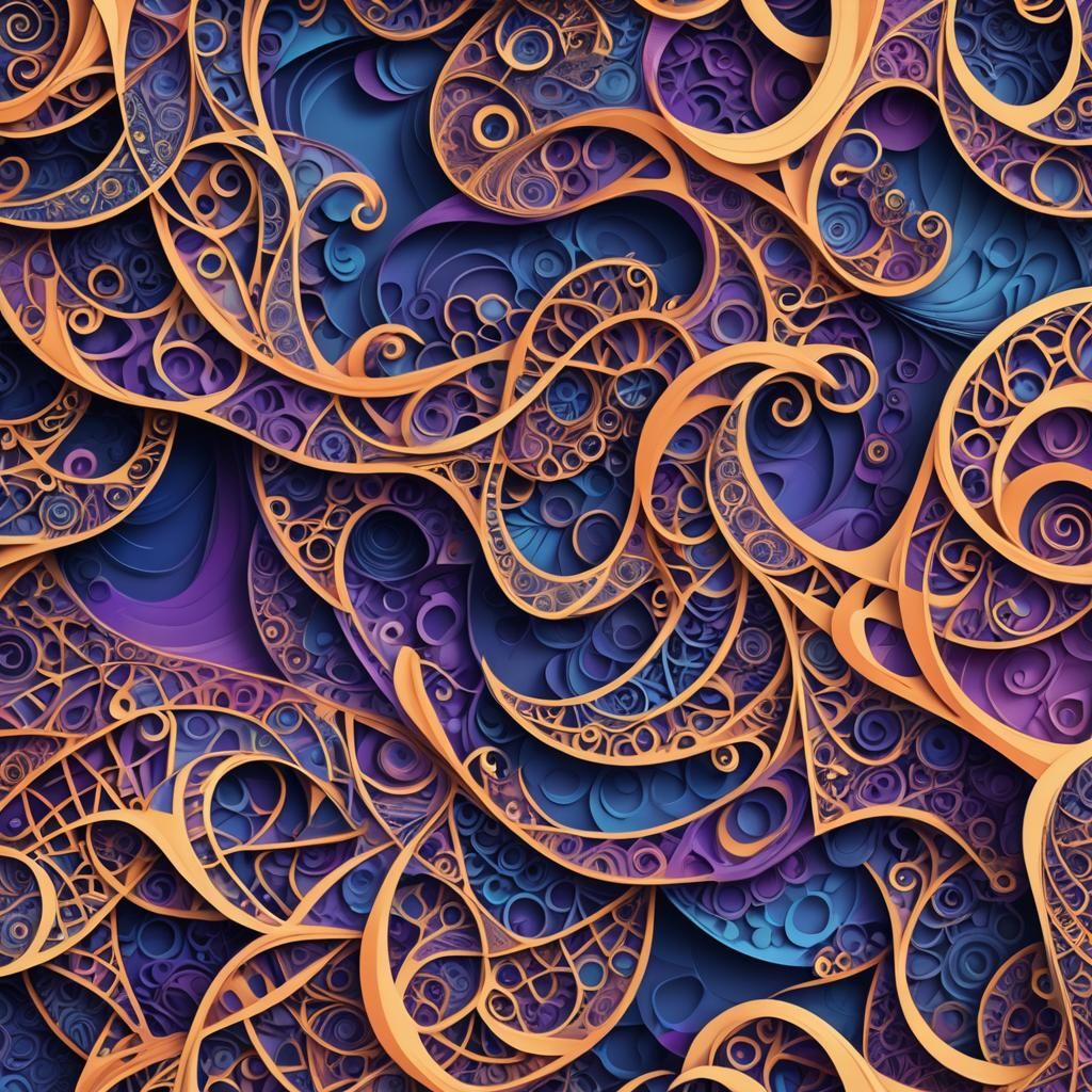 Psychedelic Abstract Geometry in Vibrant Digital Art