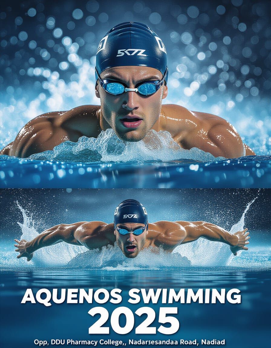 Dynamic Cinematic Swimming Poster: 42-Year-Old Athlete