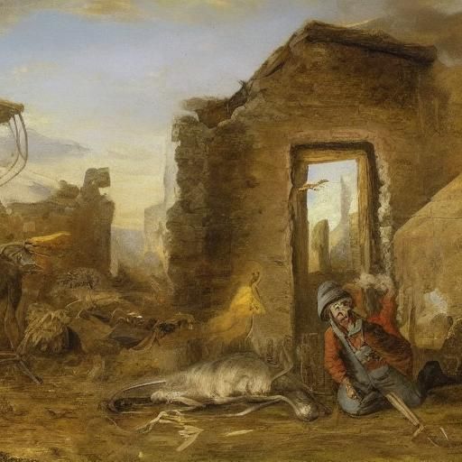 Mice's Merriment in Abandoned Granary, Cubist Style