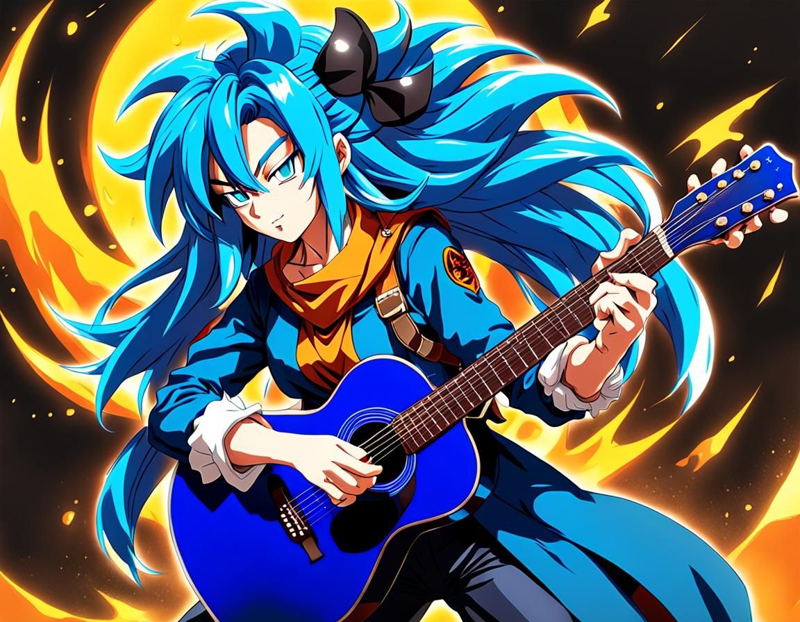 Anime Cowgirl Guitarist in Dragon Ball Style