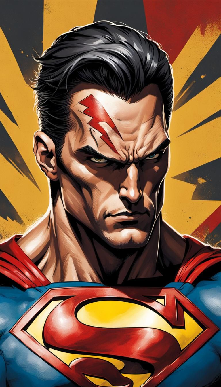 Muscular Man with Superman Tattoo Portrait