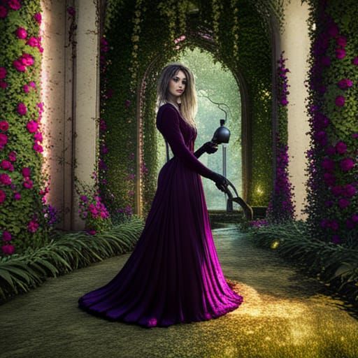 Dark Fantasy Gothic Woman in a Secret Garden
