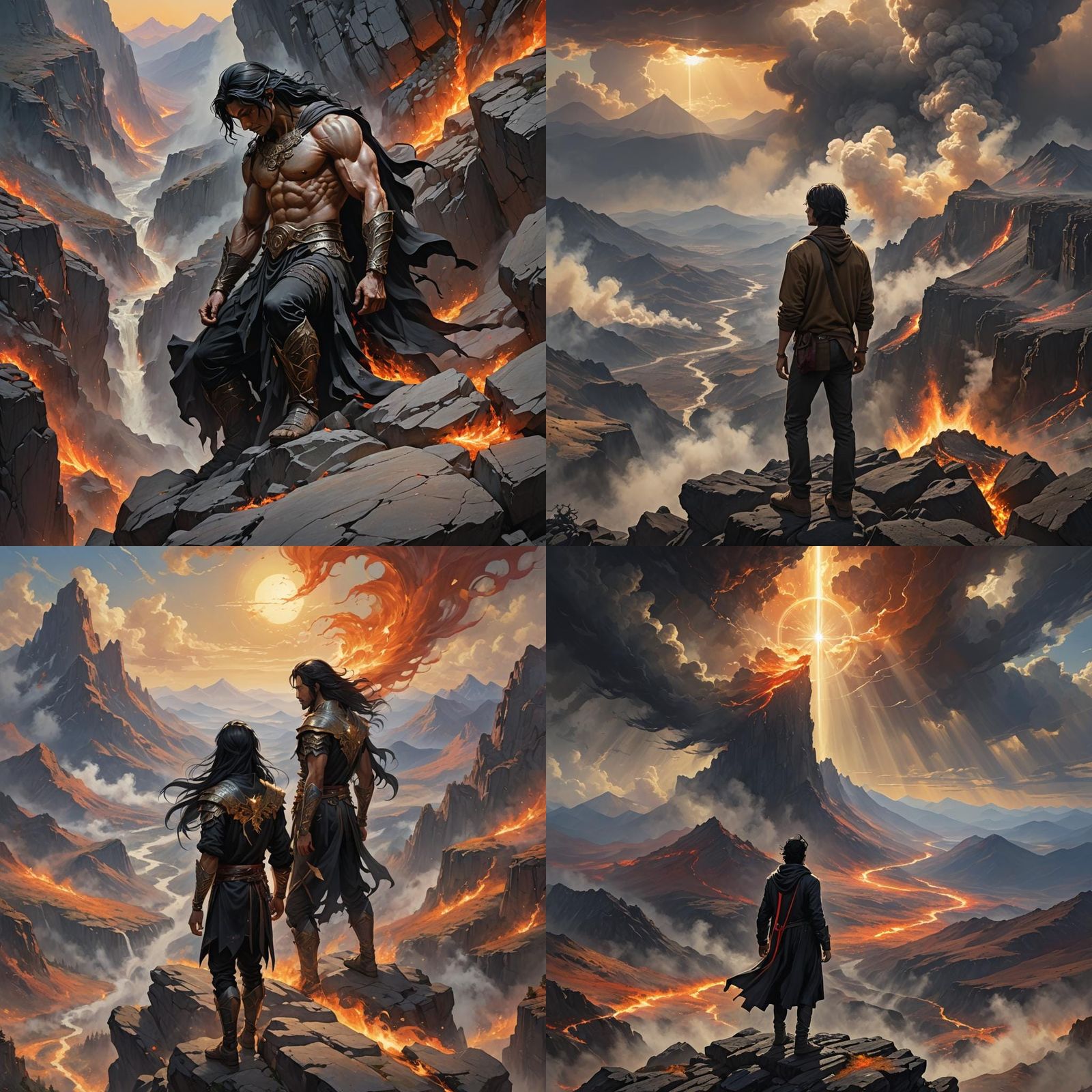 Mystical Landscape with Figure and Fiery Mountains