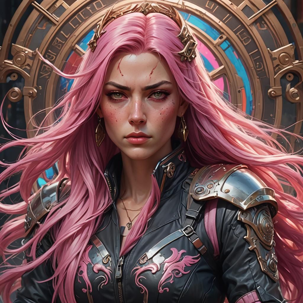 Biker Warrior Princess Portrait in Artgerm Style