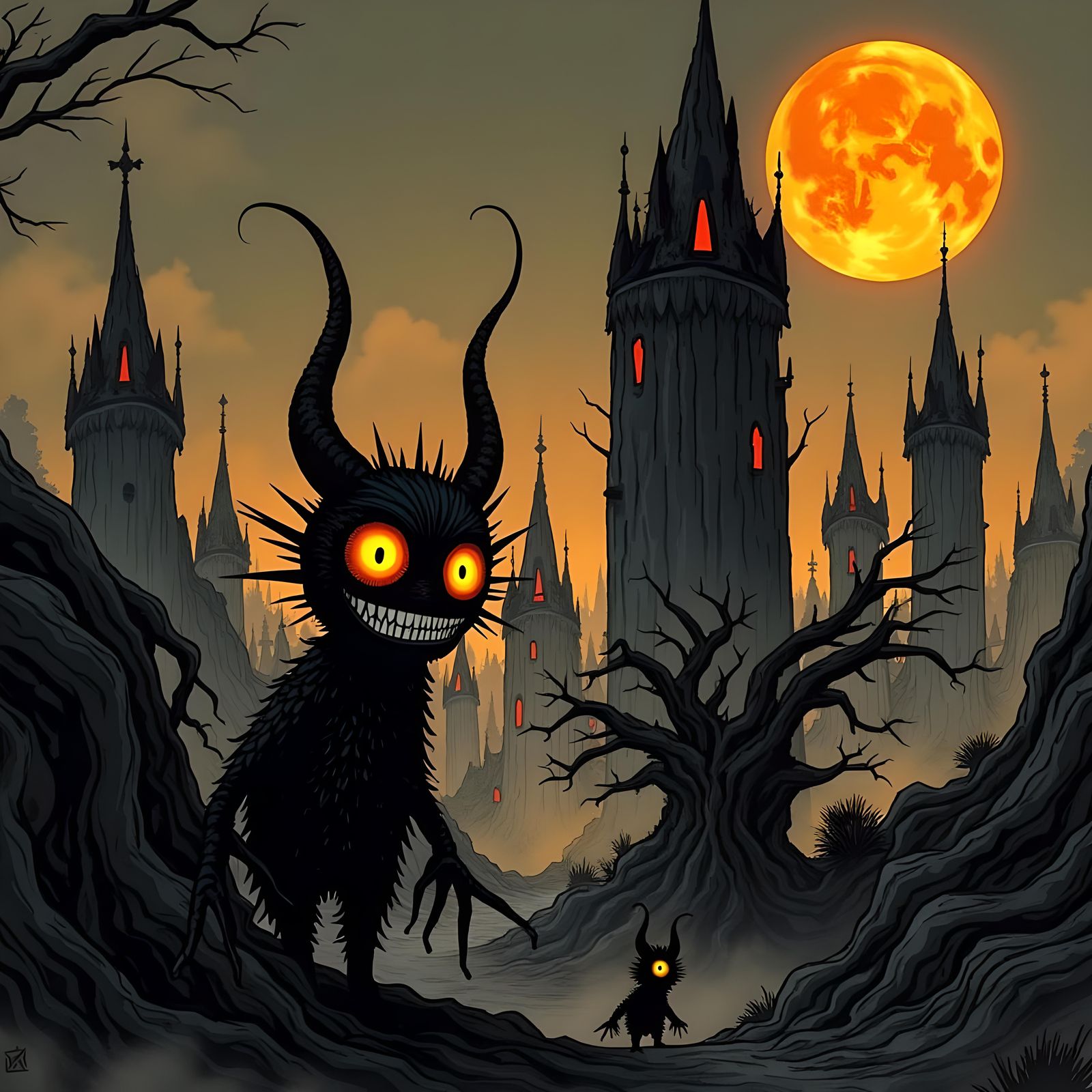 Epic Horror Cartoon Scene