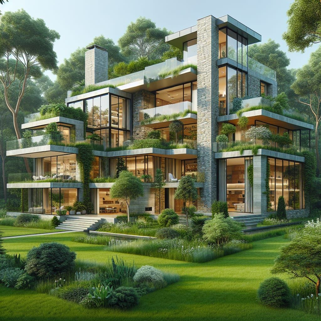 Modern House Merging with Lush Greenery