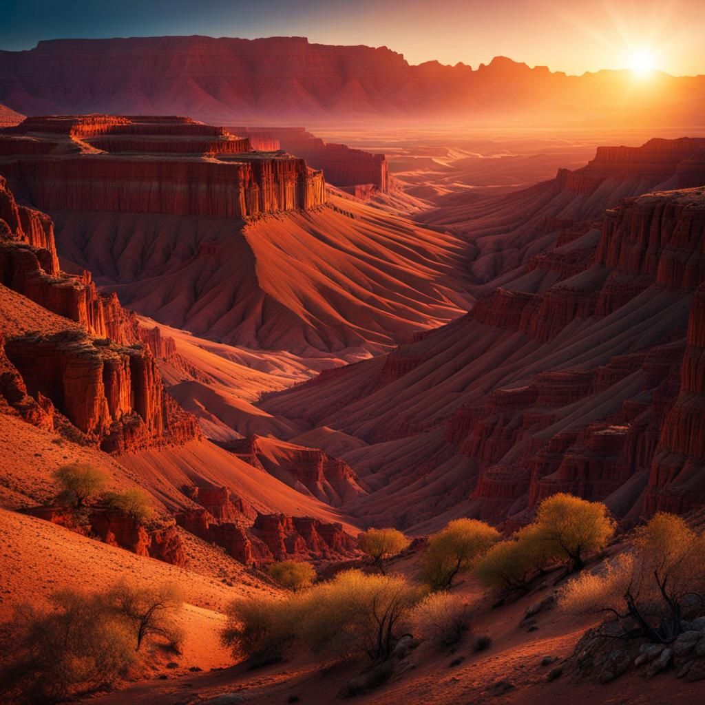 Desert Canyon Sunset in Abstract Art