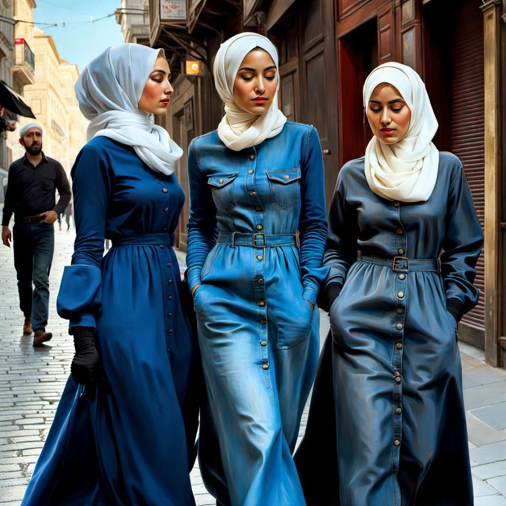 Victorian-Style Portrait of Istanbul Women in Traditional At...