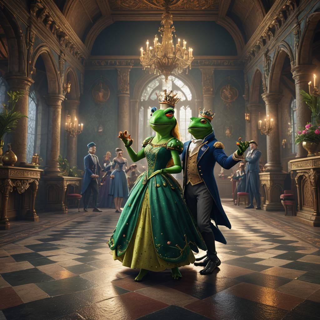 Royal Frogs Dancing: Detailed Matte Painting