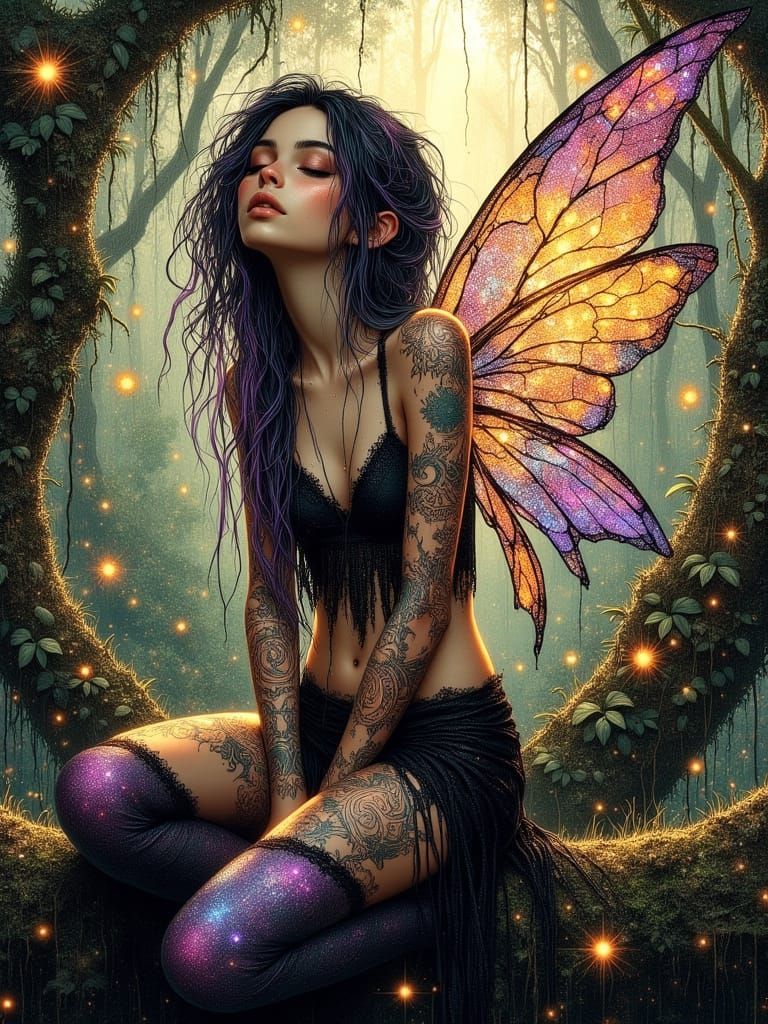 Ethereal Fairy Singing in Bioluminescent Jungle