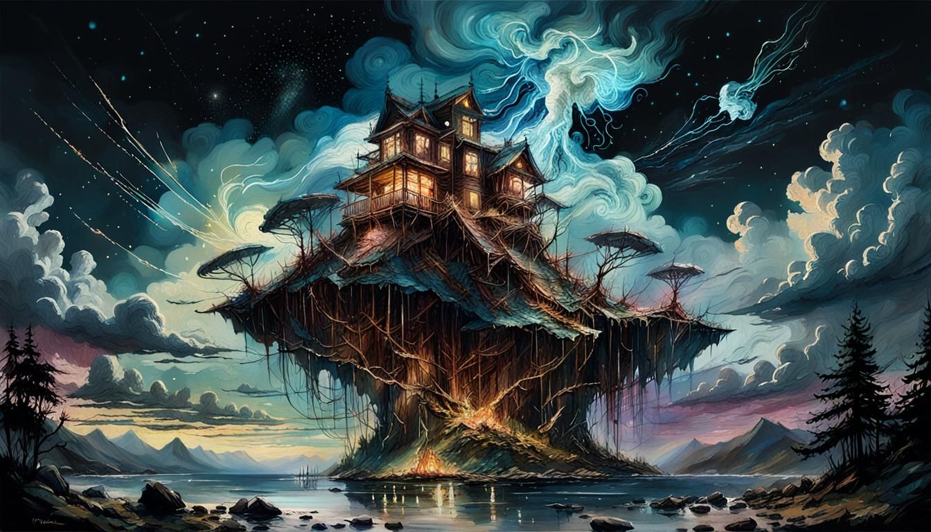 Night Cloudscape: Detailed Matte Hyperrealistic Digital Art