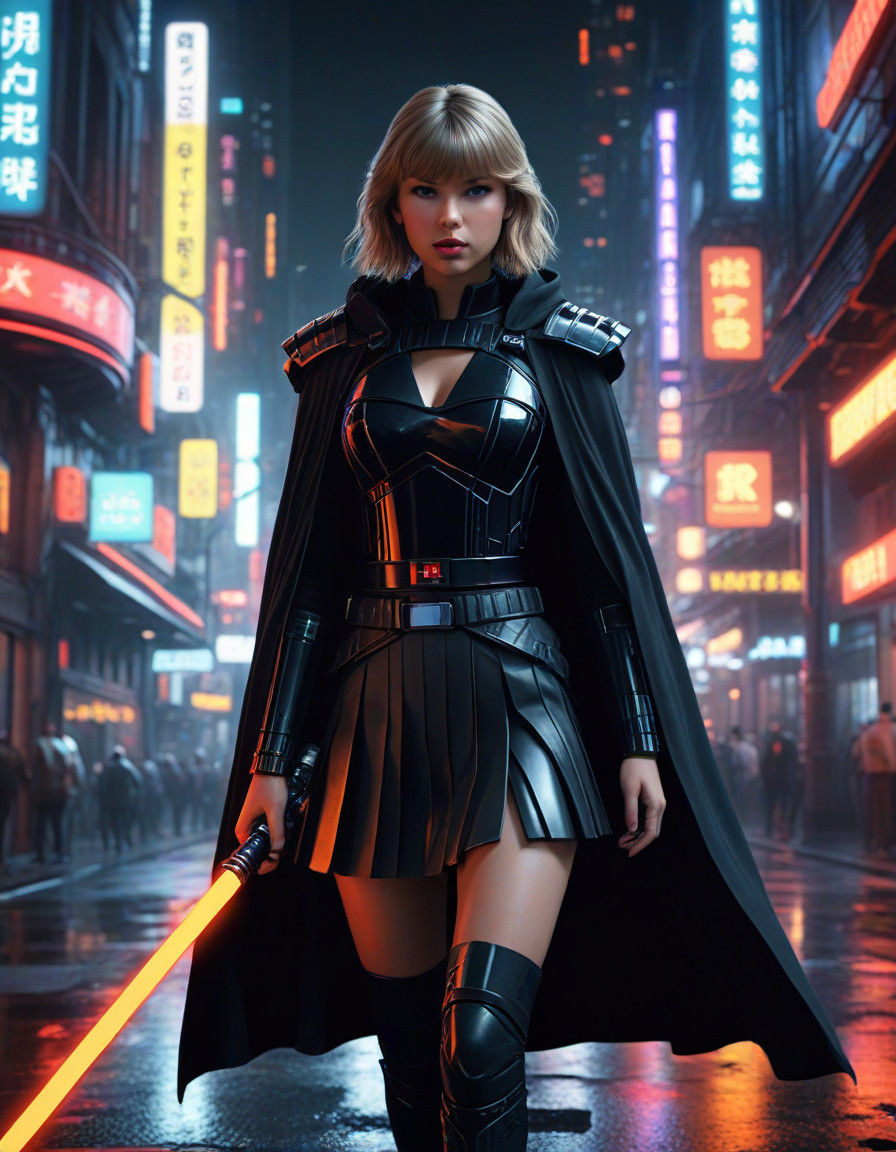 Taylor Swift as Futuristic Bounty Hunter on Coruscant