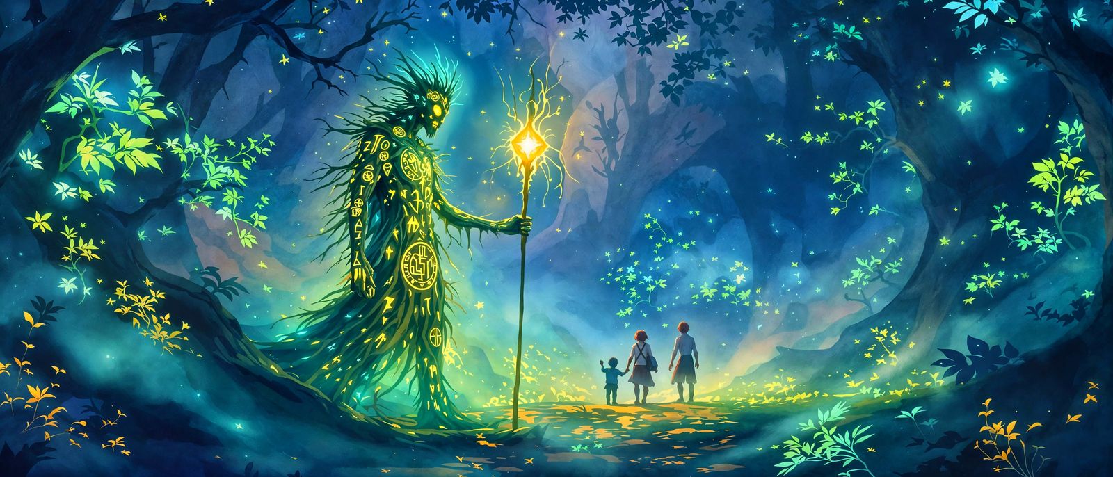 Ethereal Forest Spirit Illuminates Enchanted Twilight Realm