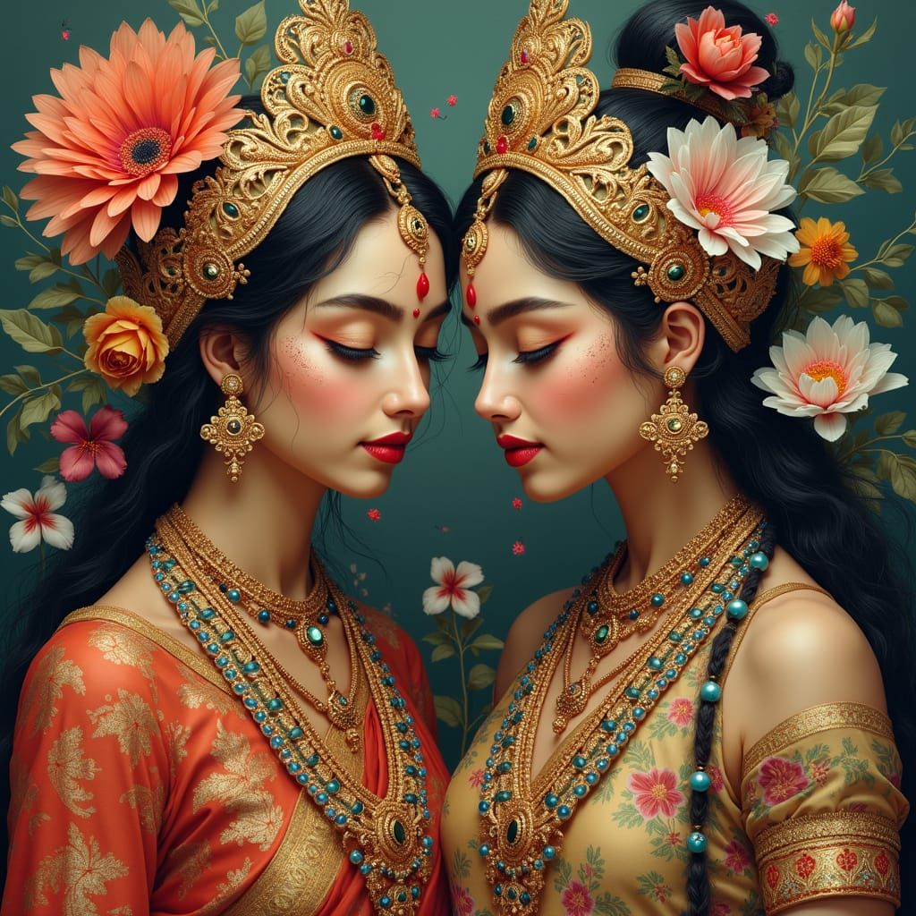 Indian Deities in Whimsical Traditional Attire