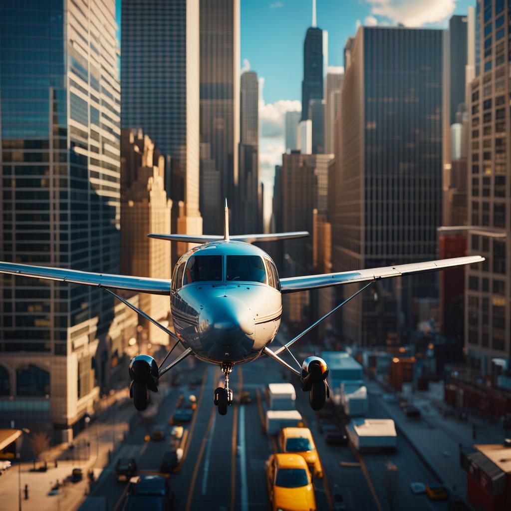 Chicago Aerial View in Miniature Cityscape Style
