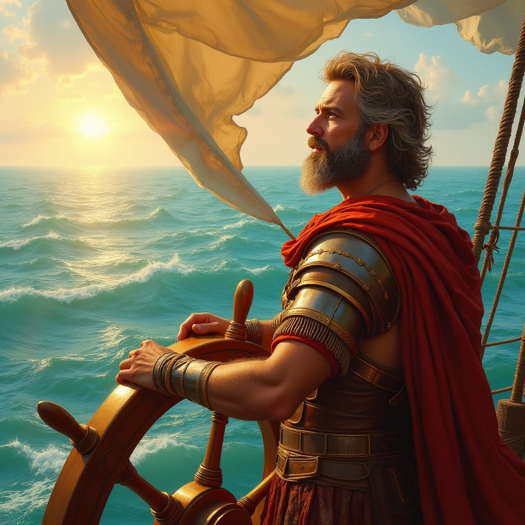 Heroic Cadmus Sets Sail in Ancient Greek Majesty