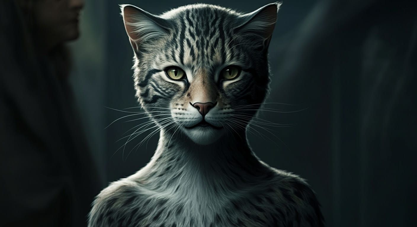 Elegant Feline Hybrid in Hyper-Realistic Prosthetic Make-Up