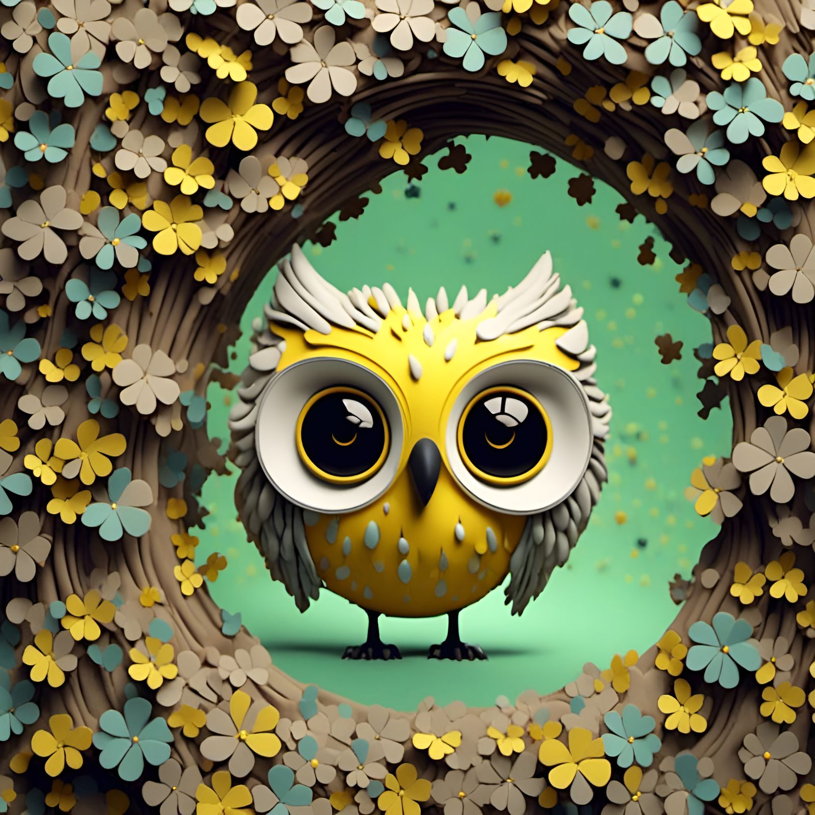 Smooth 3D Owl Animation with Big Yellow Eyes