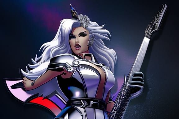 Anime Portrait of Female Bodybuilder as Rockstar