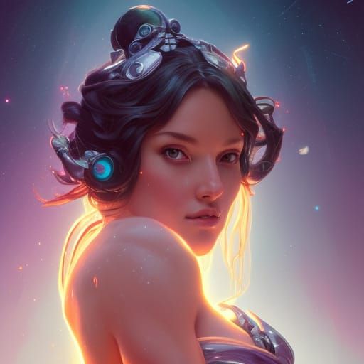 Galactic Goddess Portrait in Hyperdetailed Style