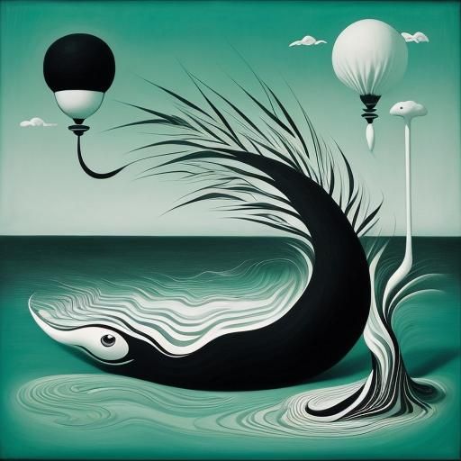 Surreal Magic Bamboo Painting in Pop Surrealism Style