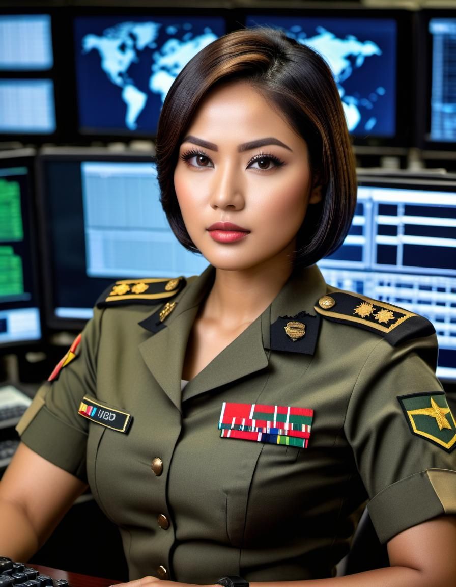 Indonesian Officer in Military Operations Room