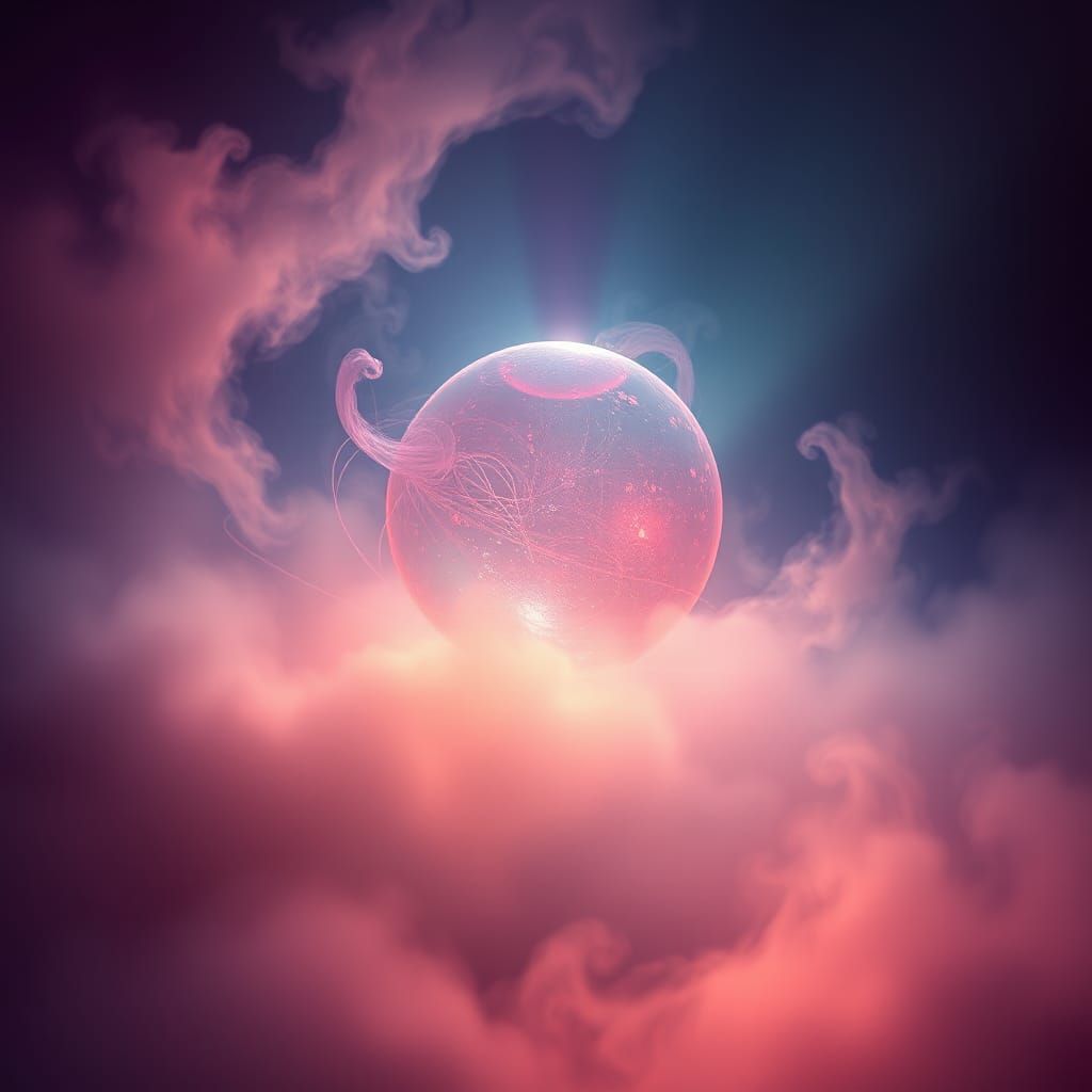 Mystical Orb in Dreamlike Landscape, Dark Fantasy Art