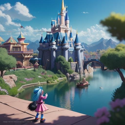 Donkey Pokemon and Stopka in Disneyland: 3D Anime Art