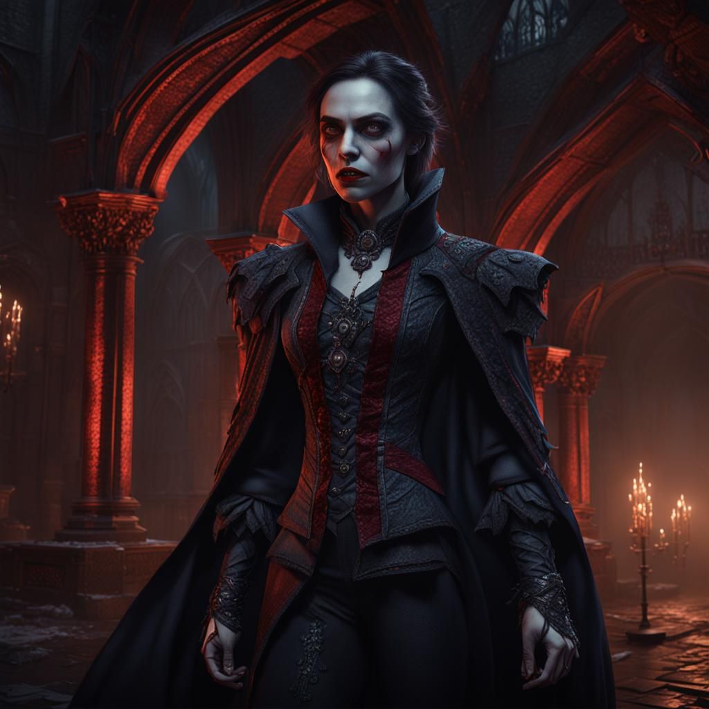 Female Vampire in Detailed Matte Painting Style