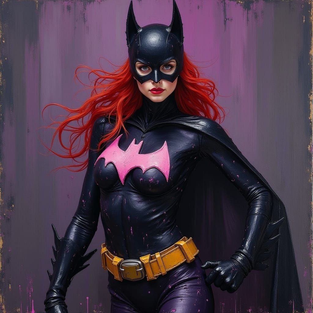Batgirl in Action Painting Style