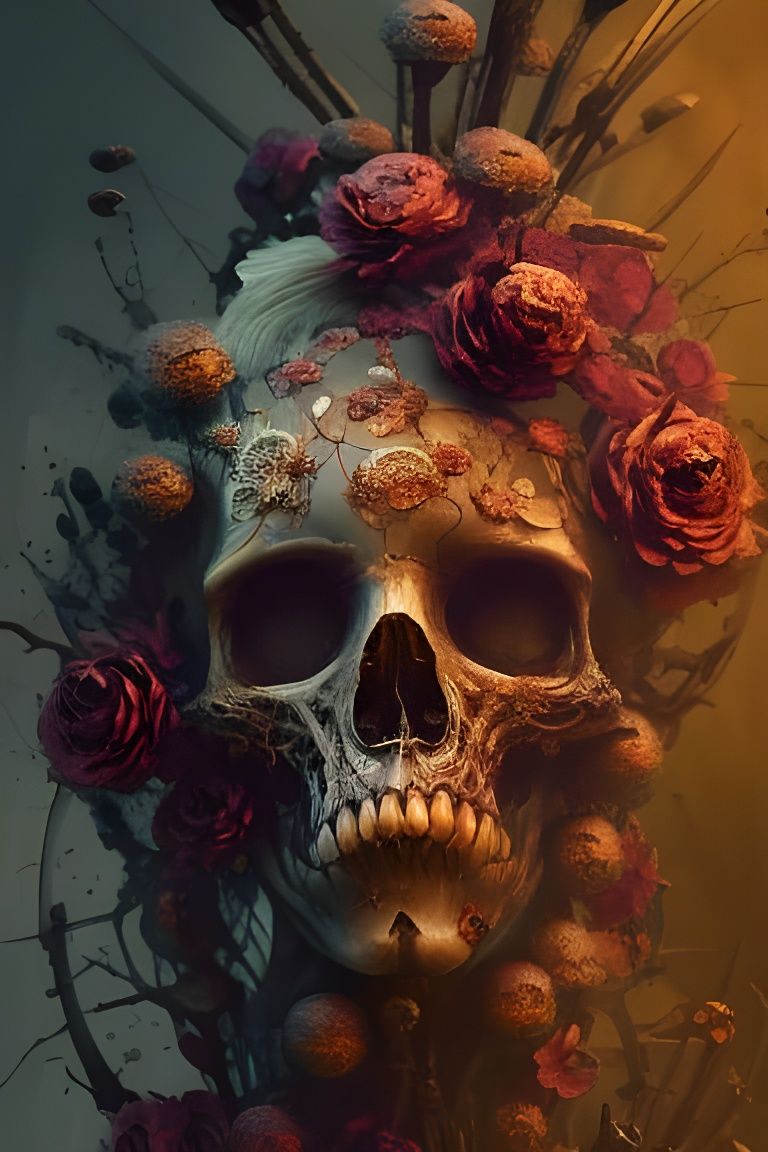 Floral Skull Digital Matte Painting