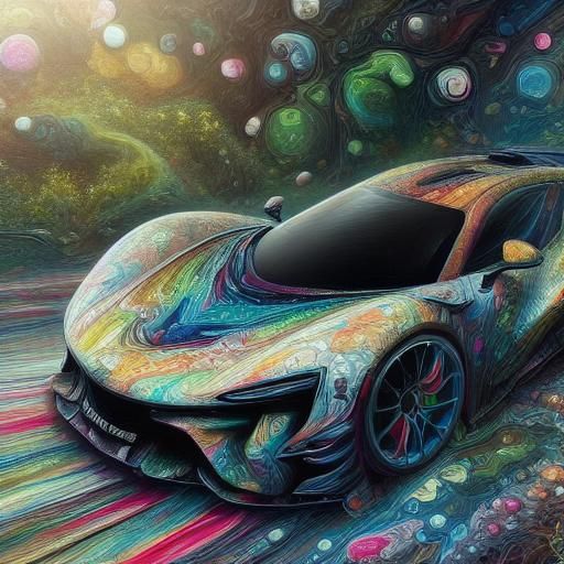 Sportscar in Jungle with Liquid Pouring Effect