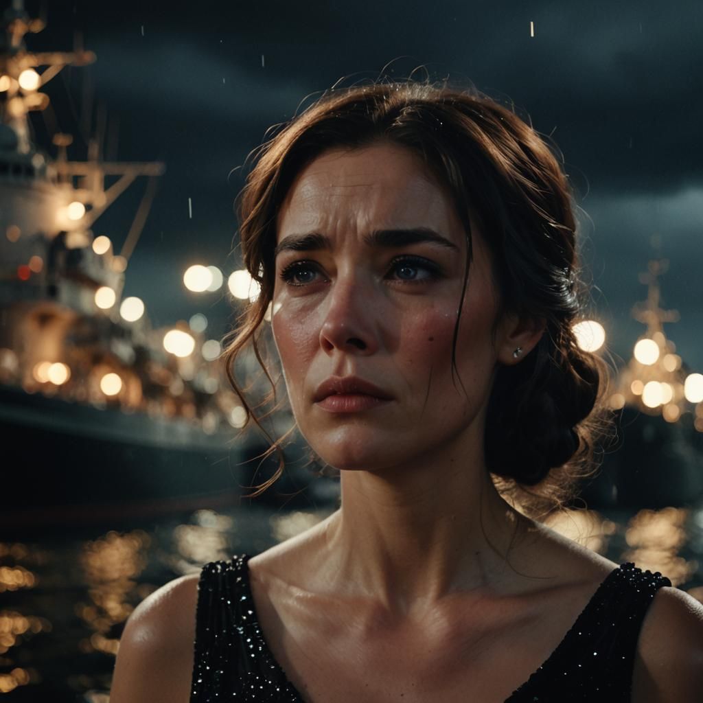 Emotive Portrait of Woman Crying in Golden Light