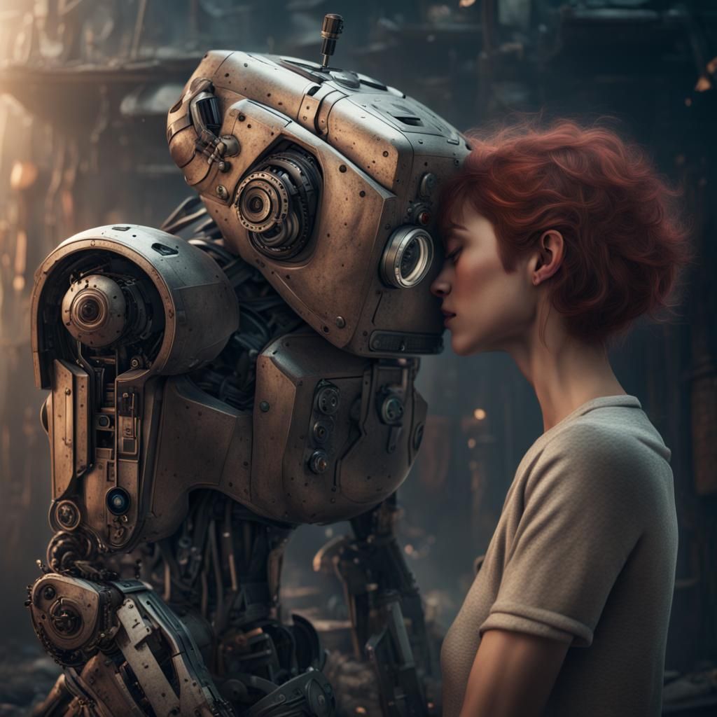 Robot and Human Hug: Emotional Digital Art