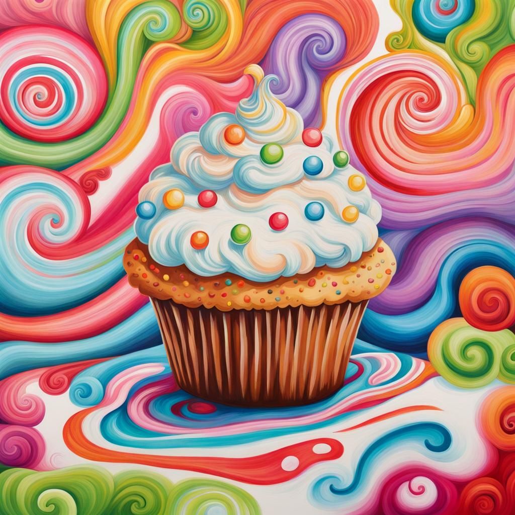 Fluffy Kitten Plays with Muffin in Candyland