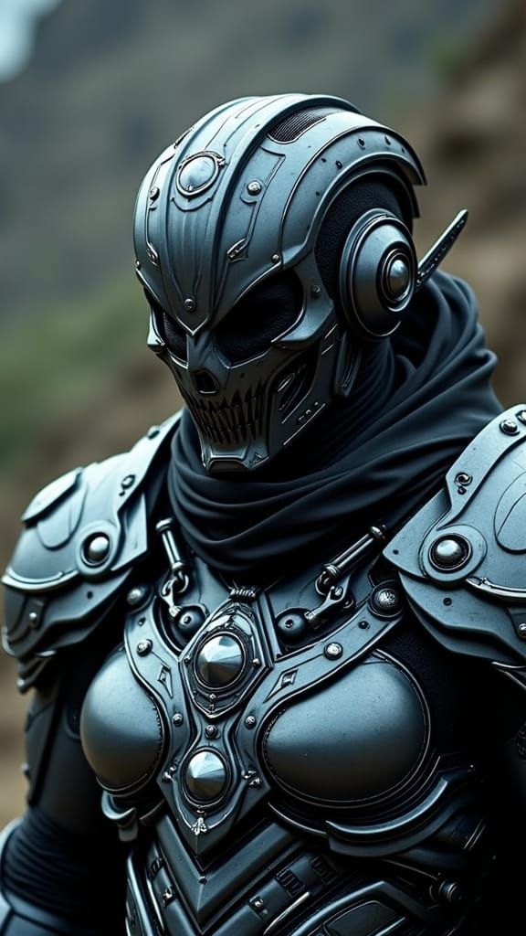 Epic Sci-Fi Mech in Dark Steel and Polished Metal