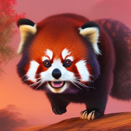 CGI Chubby Red Panda in Detailed Matte Painting