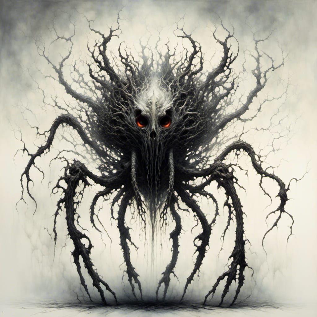 Mysterious Shadow Creature on White Background