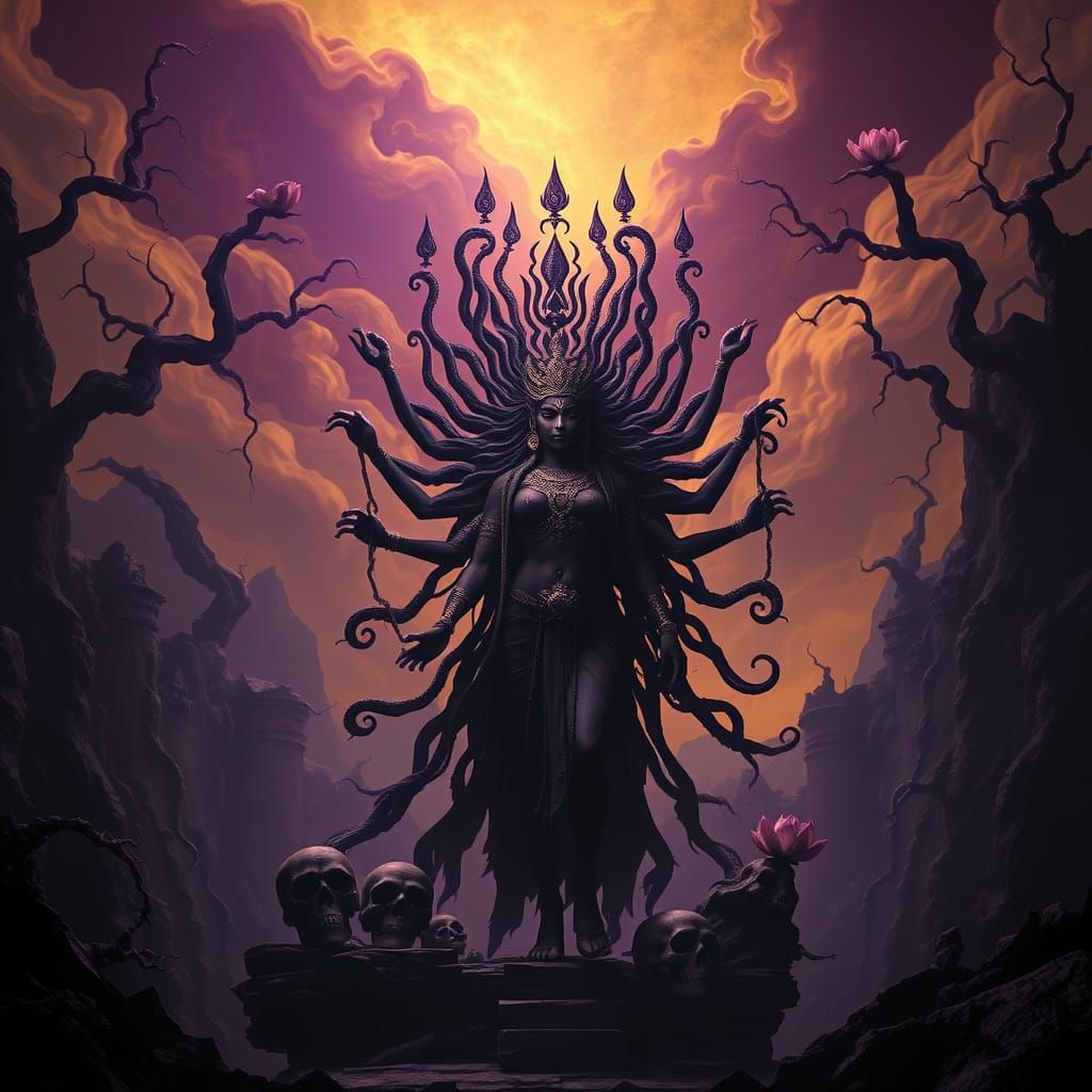 Devi's Fierce Embodiment: Bhairavi in Ancient Ruin