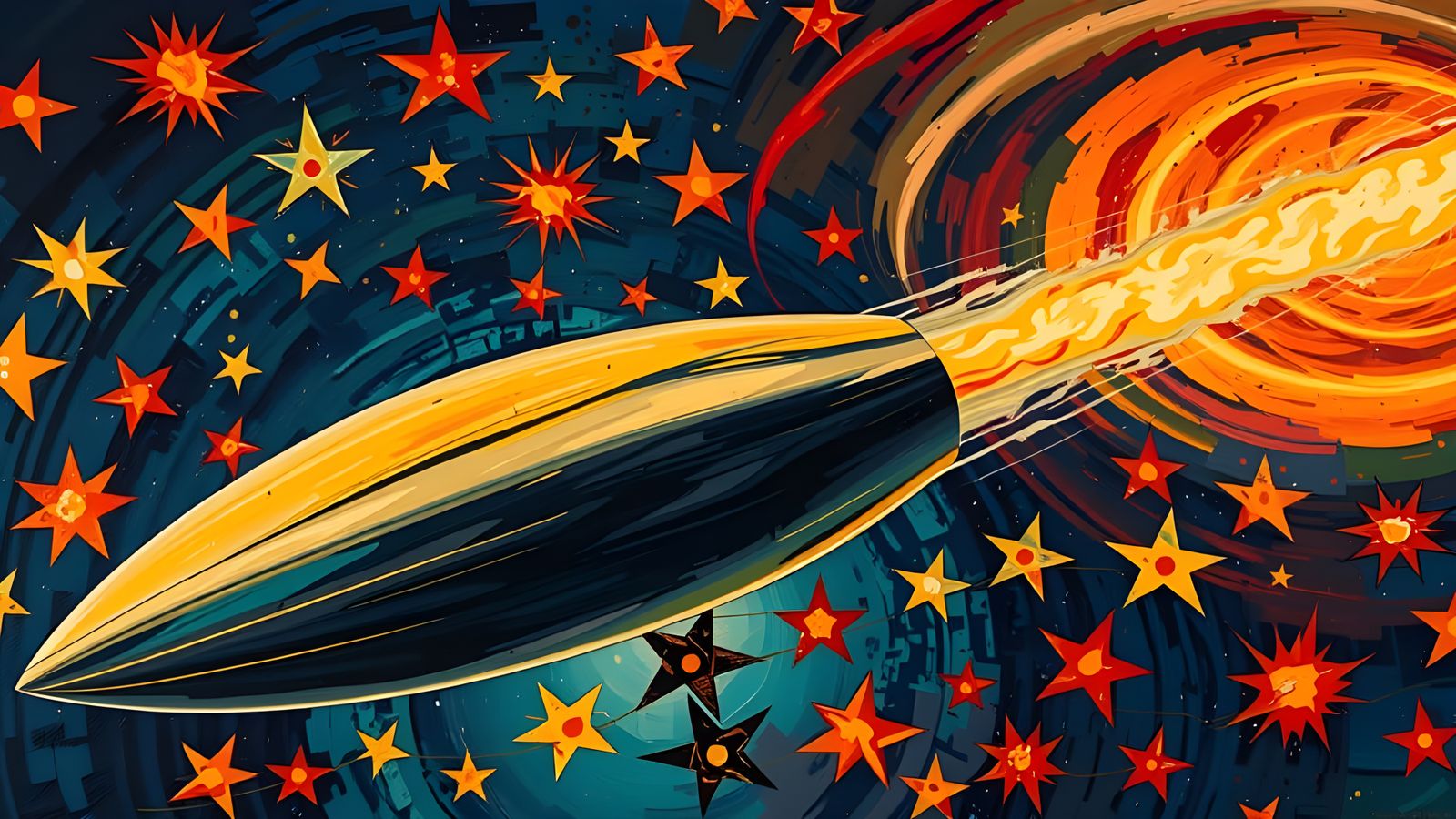 Turquoise Cosmic Bullet in Vivid Impasto