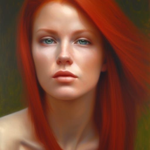 Red-Haired Beauty: An Oil Painting Portrait