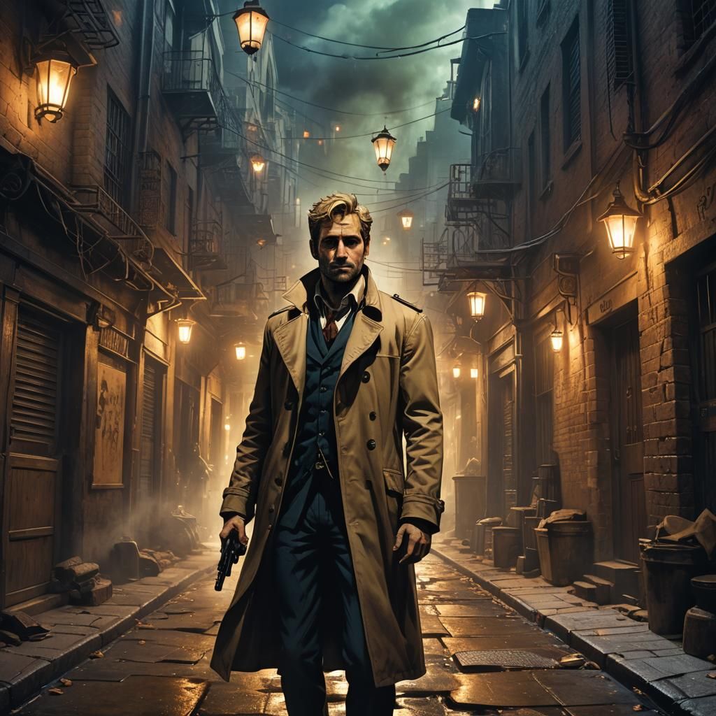 John Constantine in Mystical Alleyway, Unreal Engine Art
