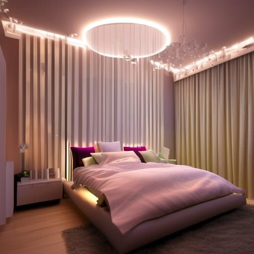Modern Queen Bedroom with Romantic Lighting