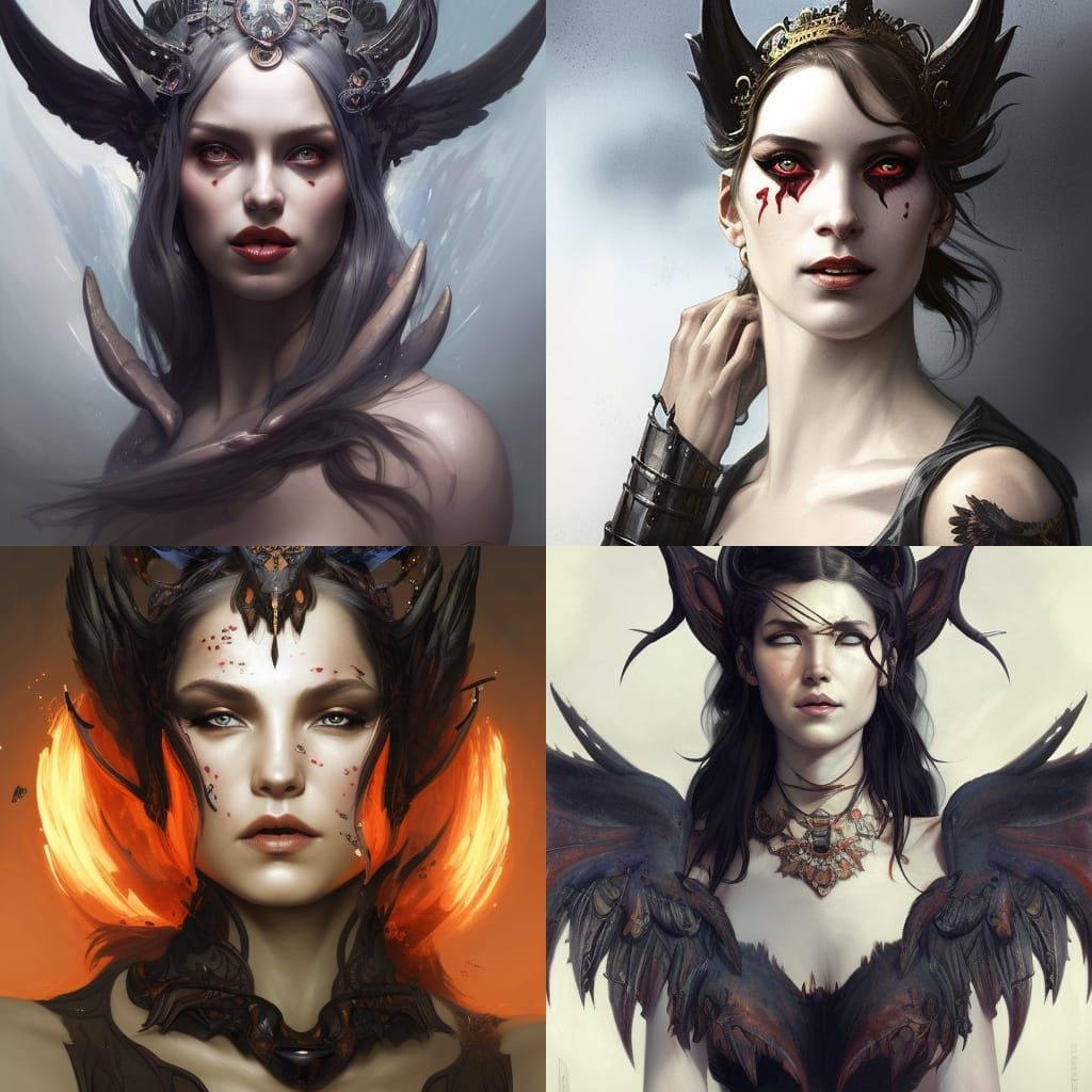 Demon Queen Lilith Portrait in Hyperdetailed Style